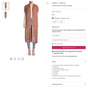 Alice + Olivia Other - Alice & Olivia Jordana open front velvet cardigan Alice + Olivia Other - Alice & Olivia Jordana open front velvet cardigan